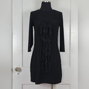 White House Black Market Black Ruffle Dress S